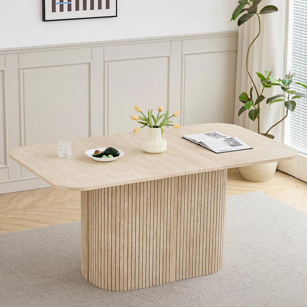 Modernes Esstisch aus Massivholz-Optik – Rechteckig 160 × 90 cm für 4–6 Personen | Minimalistisches Design