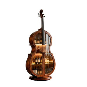 Weinschrank im Cello-Design aus nordamerikanischem Schwarznuss – Massivholz-Vitrine für Wein & Spirituosen, Wohnzimmer